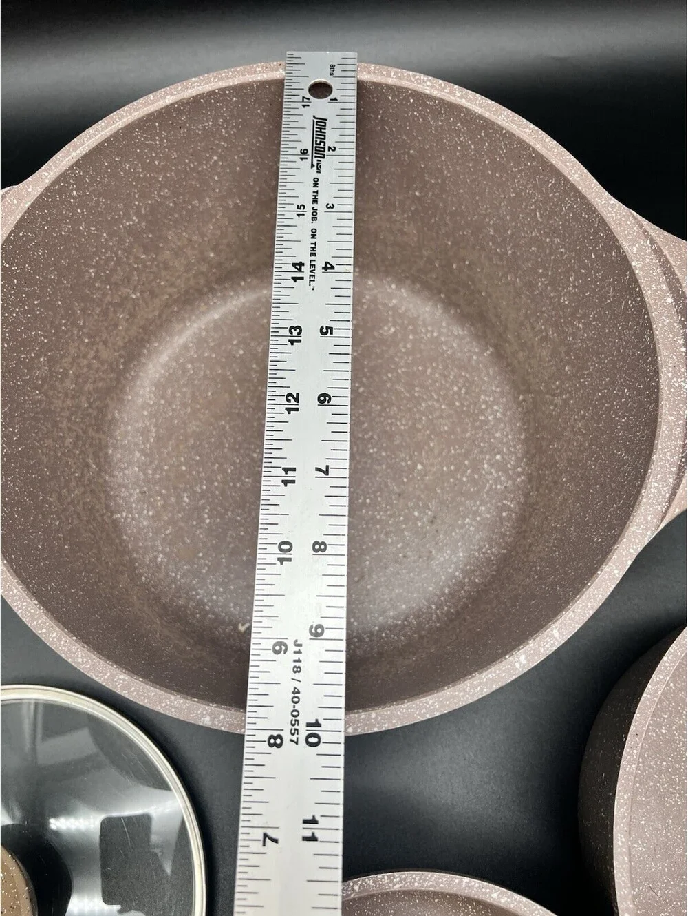 CAROTE Non-Stick Cookware Set, Granite Brown Speckled Saucepans Pots Dutch Crock